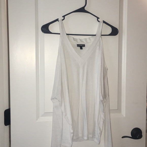 EXPRESS WHITE FLOWY PEEK A BOO SHOULDER TOP - Picture 1 of 4